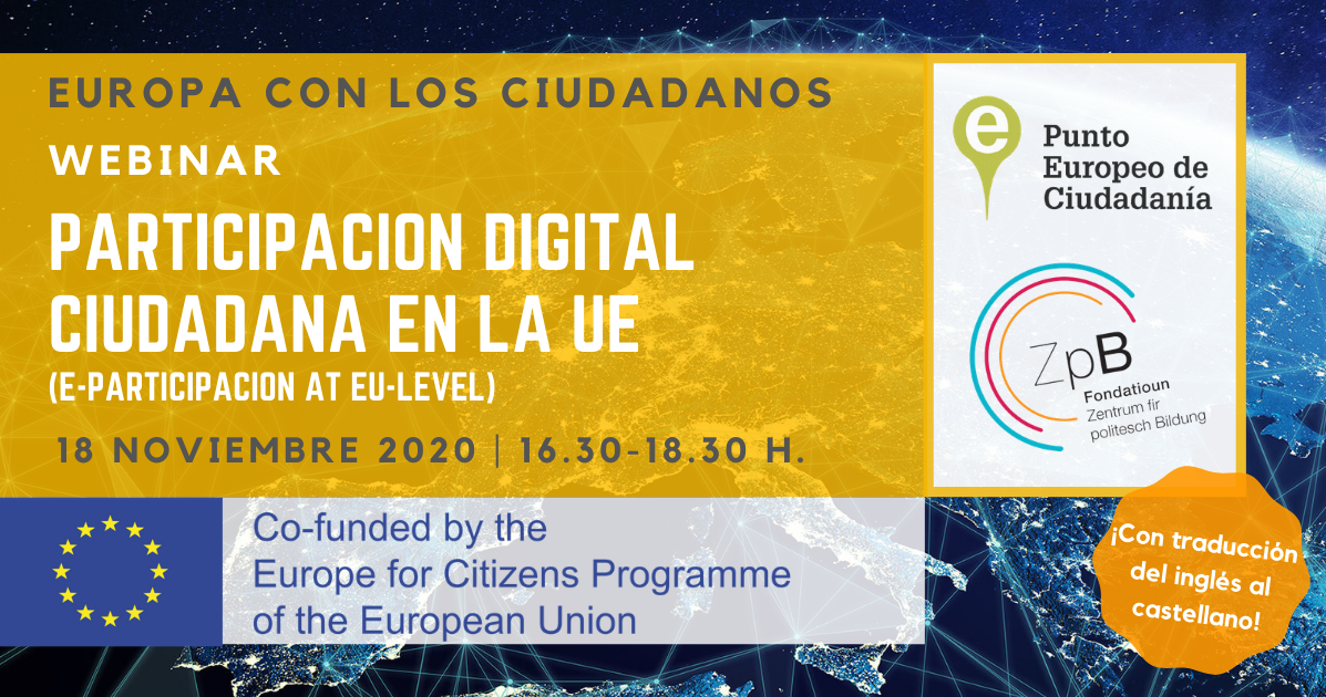 Webinar gratuito sobre «Participación digital ciudadana en la Unión Europea»