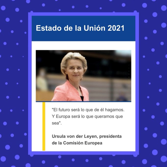 Discurso sobre el estado de la Unión de 2021 pronunciado por la presidenta Von der Leyen