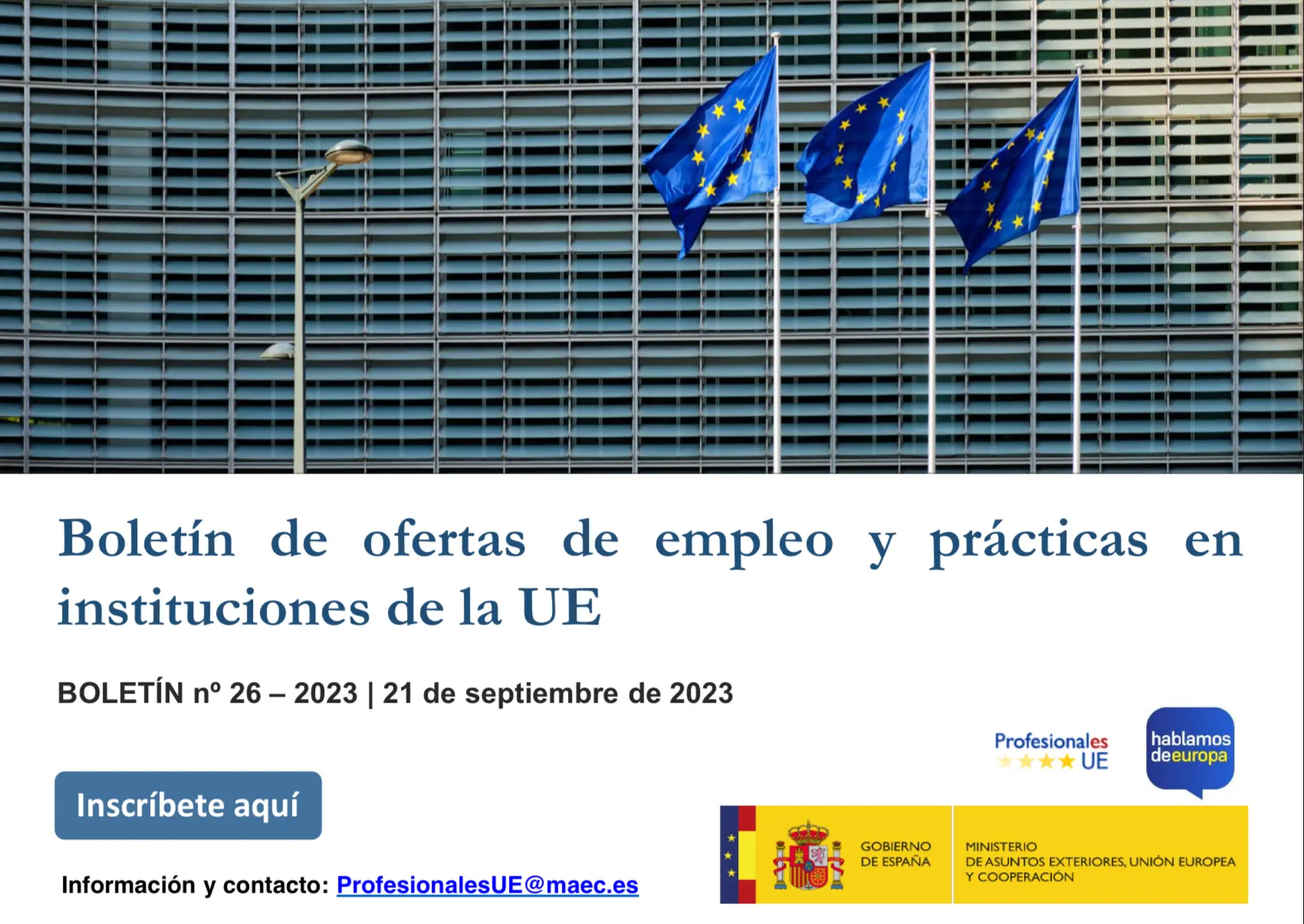 Boletín de empleo y prácticas en instituciones UE (nº26-2023)