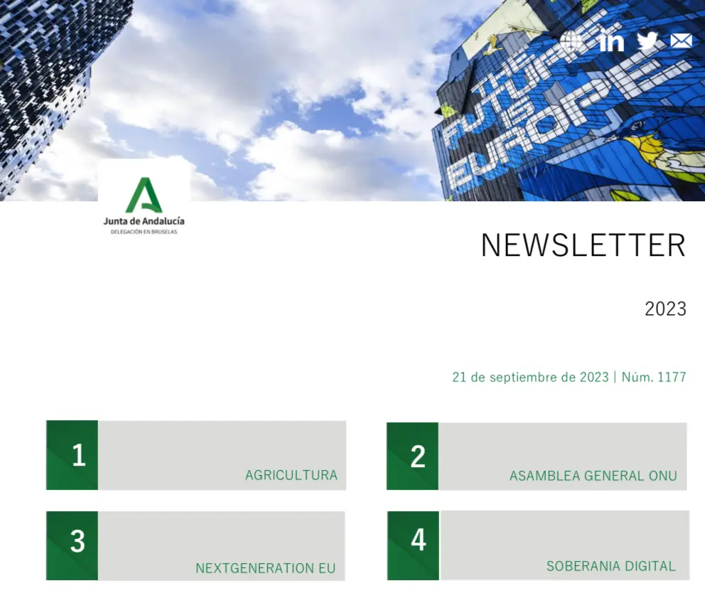 Newsletter de la Delegación de la Junta de Andalucía en Bruselas de 21 de septiembre de 2023 | Núm. 1177