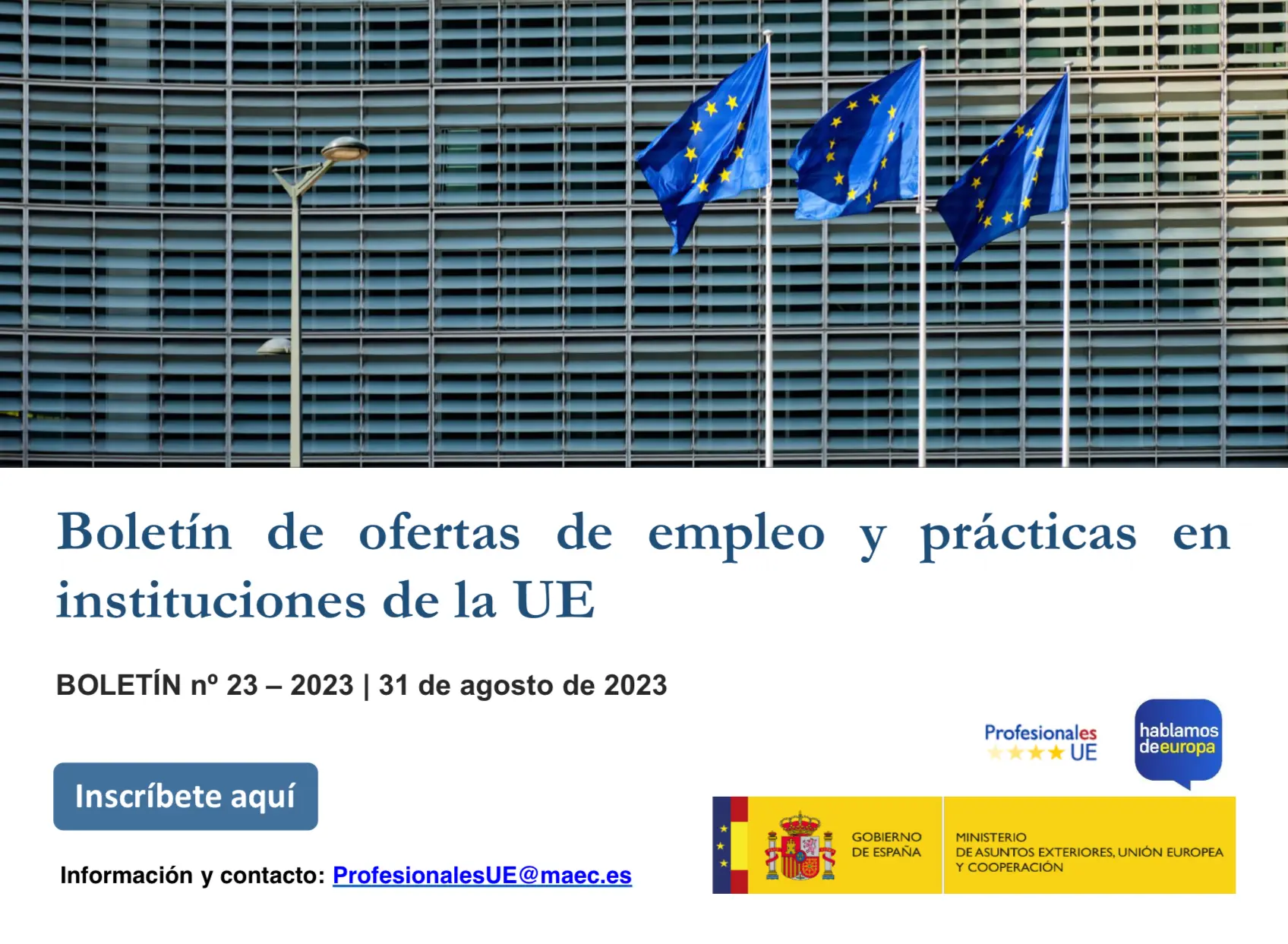 Boletín de empleo y prácticas en instituciones UE (nº23-2023)