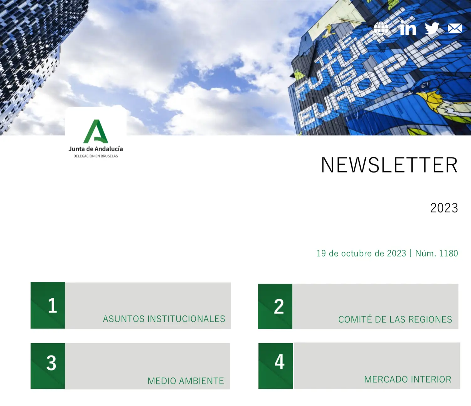 Newsletter de la Delegación de la Junta de Andalucía en Bruselas de 19 de octubre de 2023 | Núm. 1180