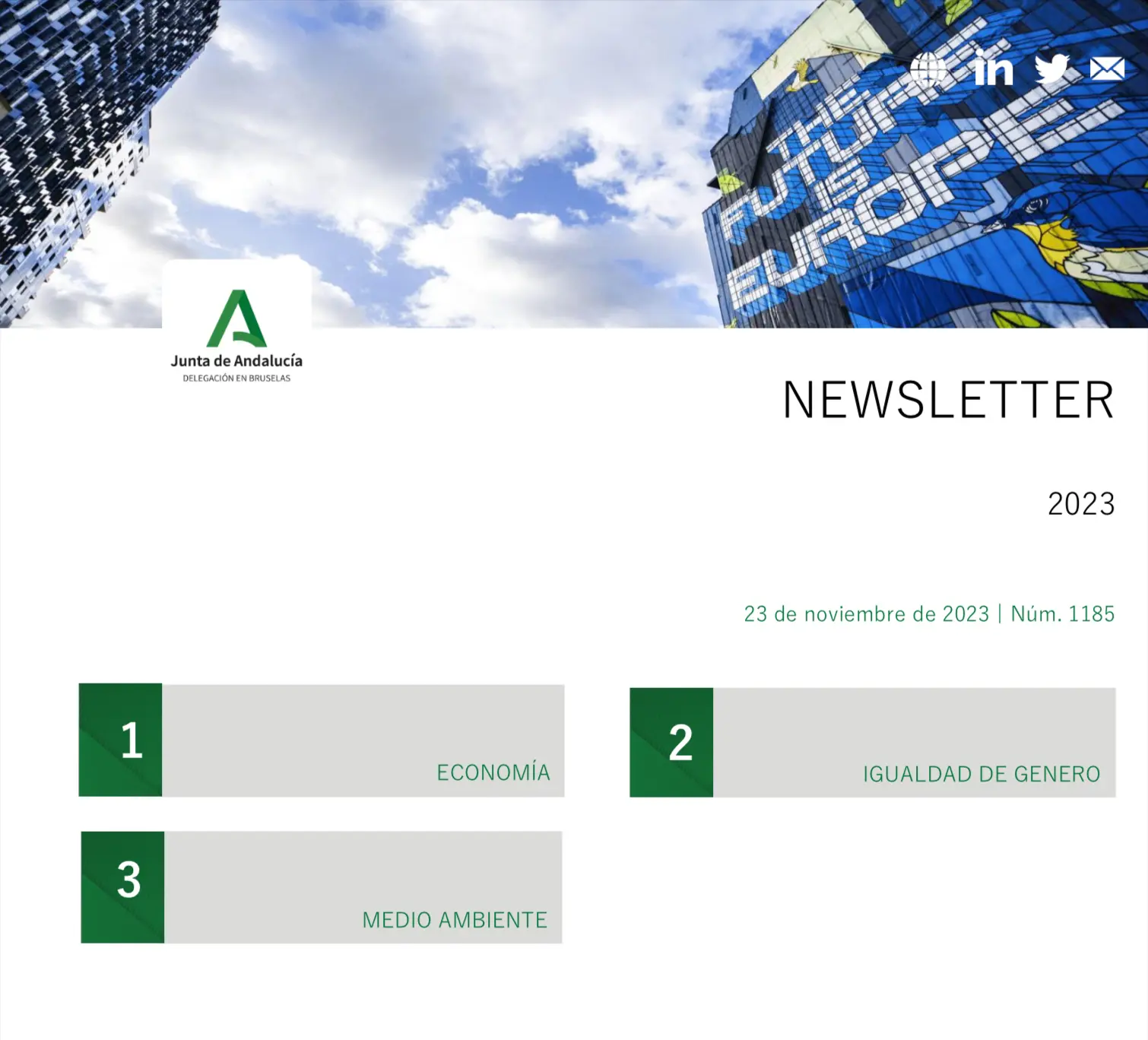 Newsletter de la Delegación de la Junta de Andalucía en Bruselas de 23 de noviembre de 2023 | Núm. 1185