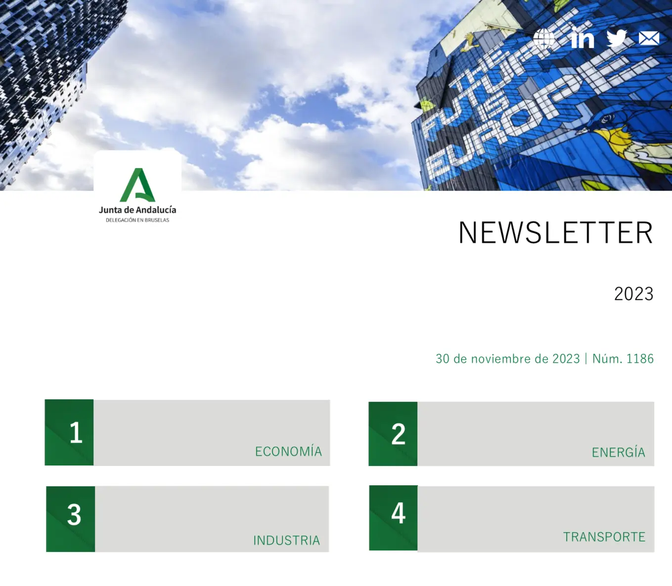 Newsletter de la Delegación de la Junta de Andalucía en Bruselas de 30 de noviembre de 2023 | Núm. 1186