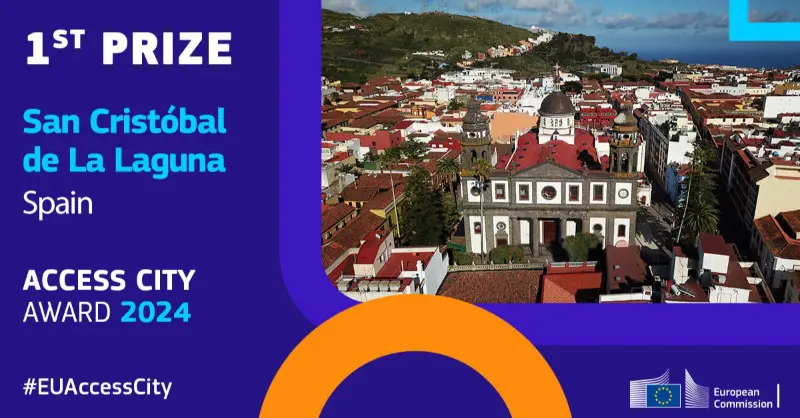 San Cristóbal de La Laguna (Tenerife) recibe el Premio Ciudad Accesible de la UE 2024 por mejorar la accesibilidad de las personas con discapacidad